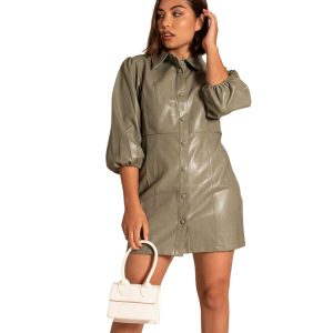 Afbeelding van sage shirt dress green.