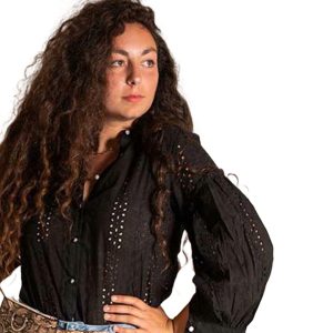 Afbeelding van broderie blouse black.